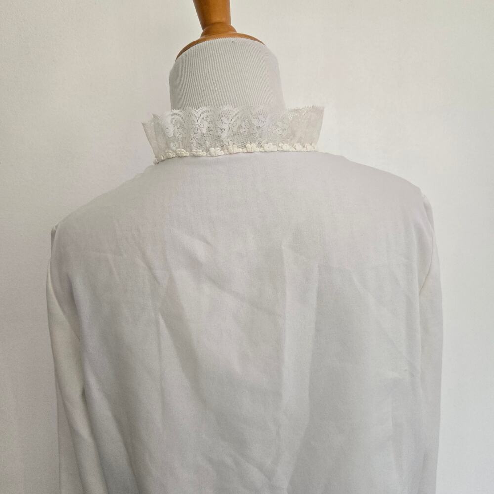 Vintage Edwardian Style Blouse Women Lace Dainty Feminine White Medium - Picture 6 of 14
